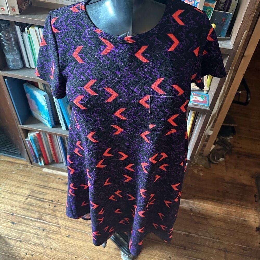 Lularoe purple knit scoop neck high low travelcore S dress